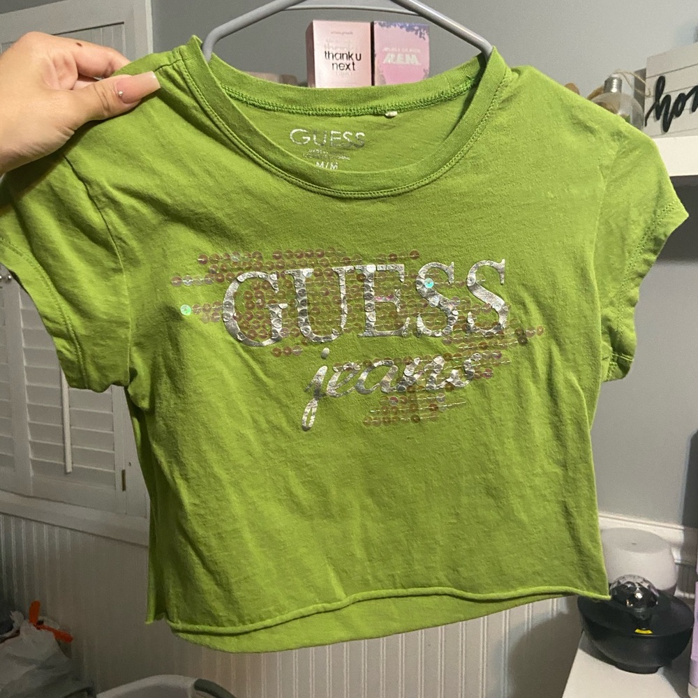 green guess crop top
